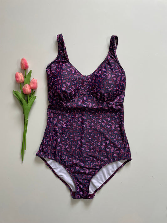 DARK VIOLET PRINTED SWIMWEAR - BUST 34 TO 38