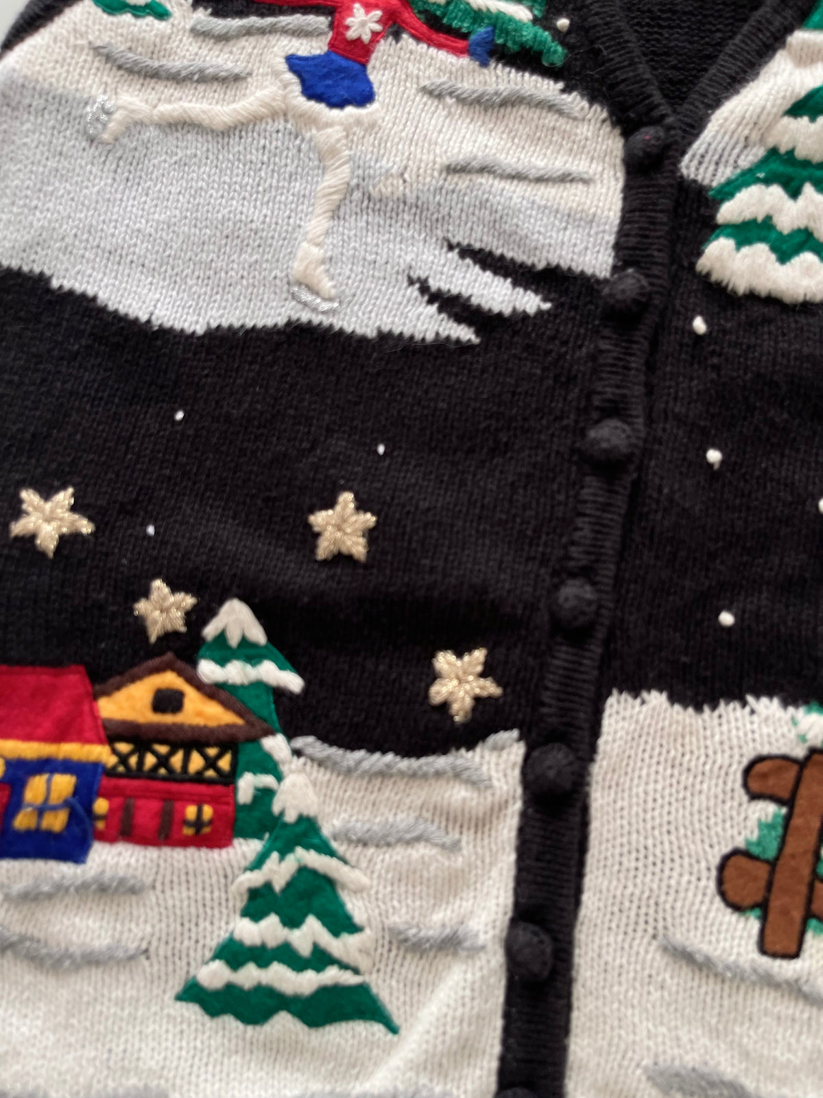 Studio Embroidered Christmas Vest Sweater-Bust 38
