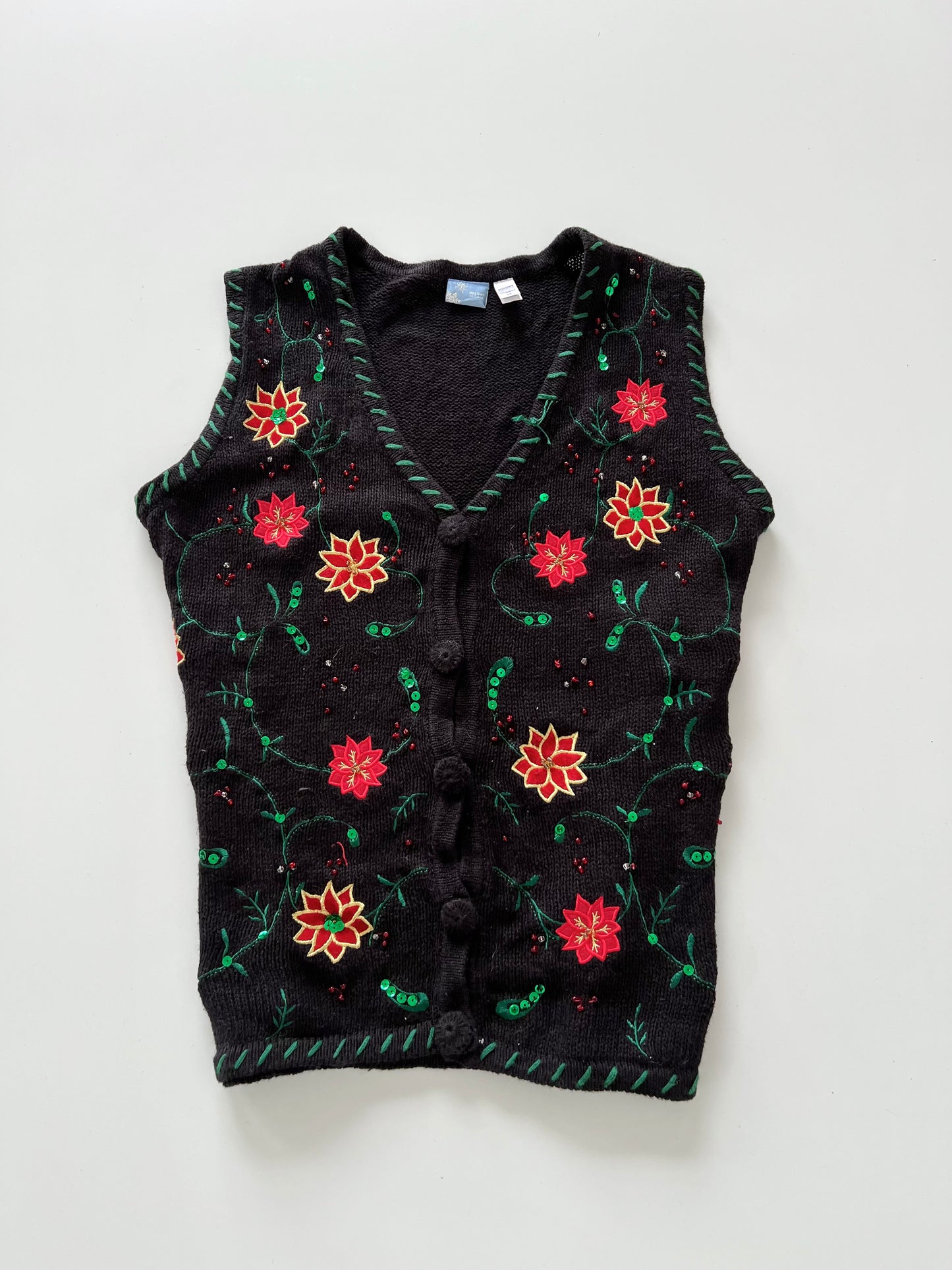 Holiday Editions Embroidered Vest  Sweater-Bust 40