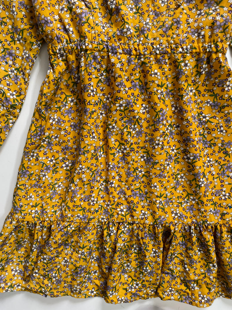 MUSTARD FLORAL KOREAN DRESS - BUST 28 (Kid’s Size)