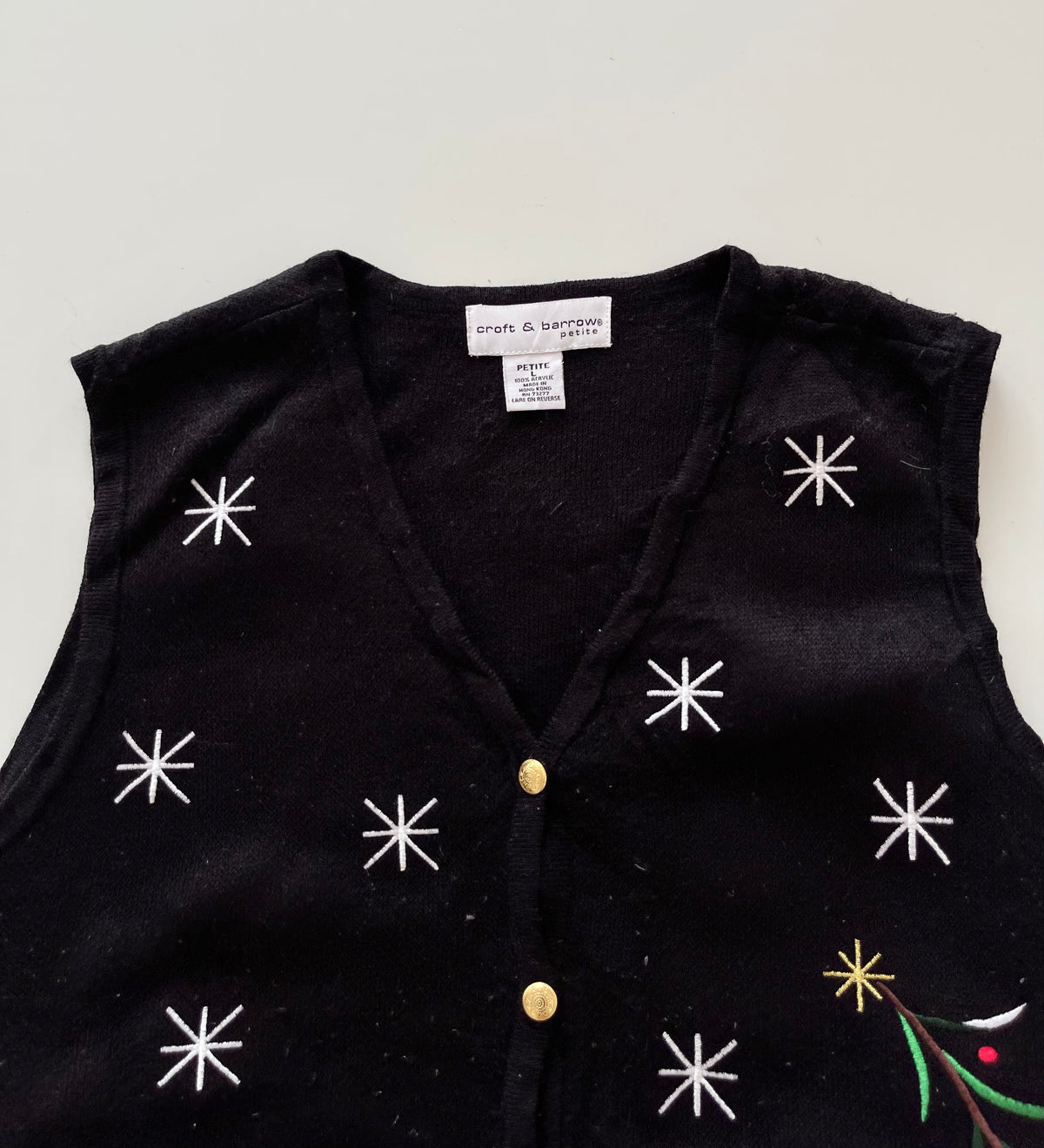 Croft&Barrow Embroidered Christmas Vest Sweater-Bust 36