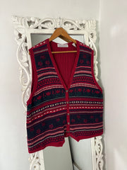 Vintage Embroidered Sweater Vest-Bust 52