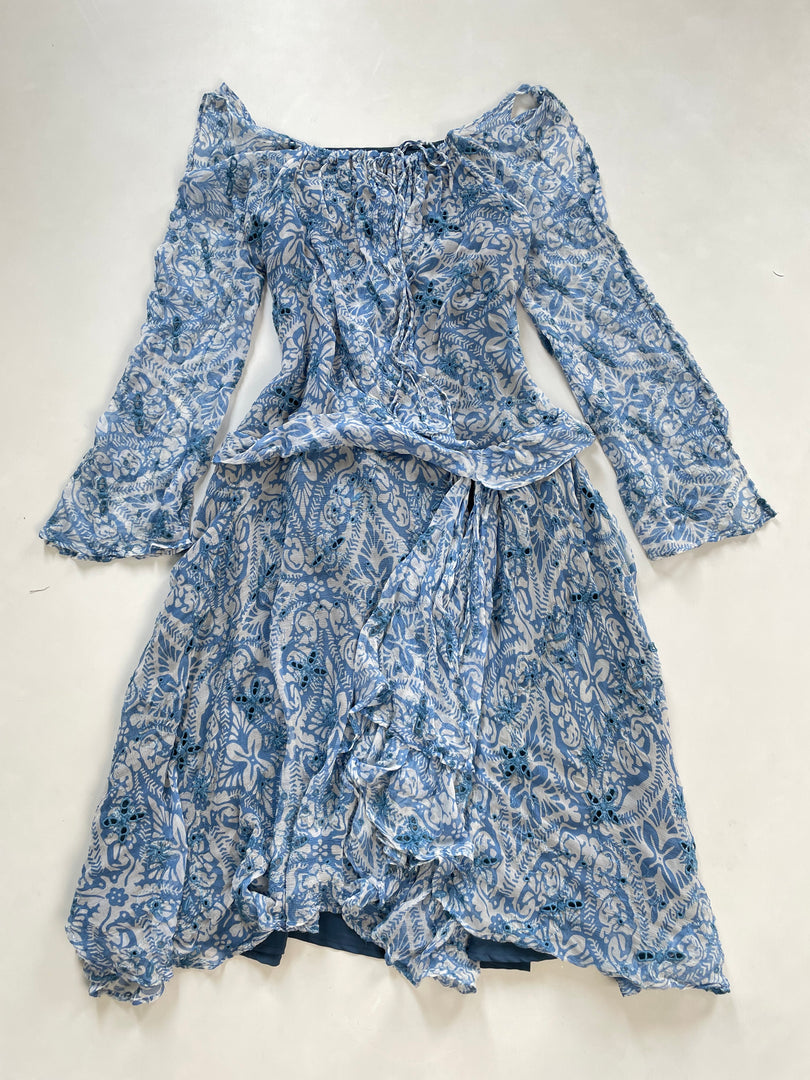 Eyelet Embroidered Chiffon Dress-Bust 34