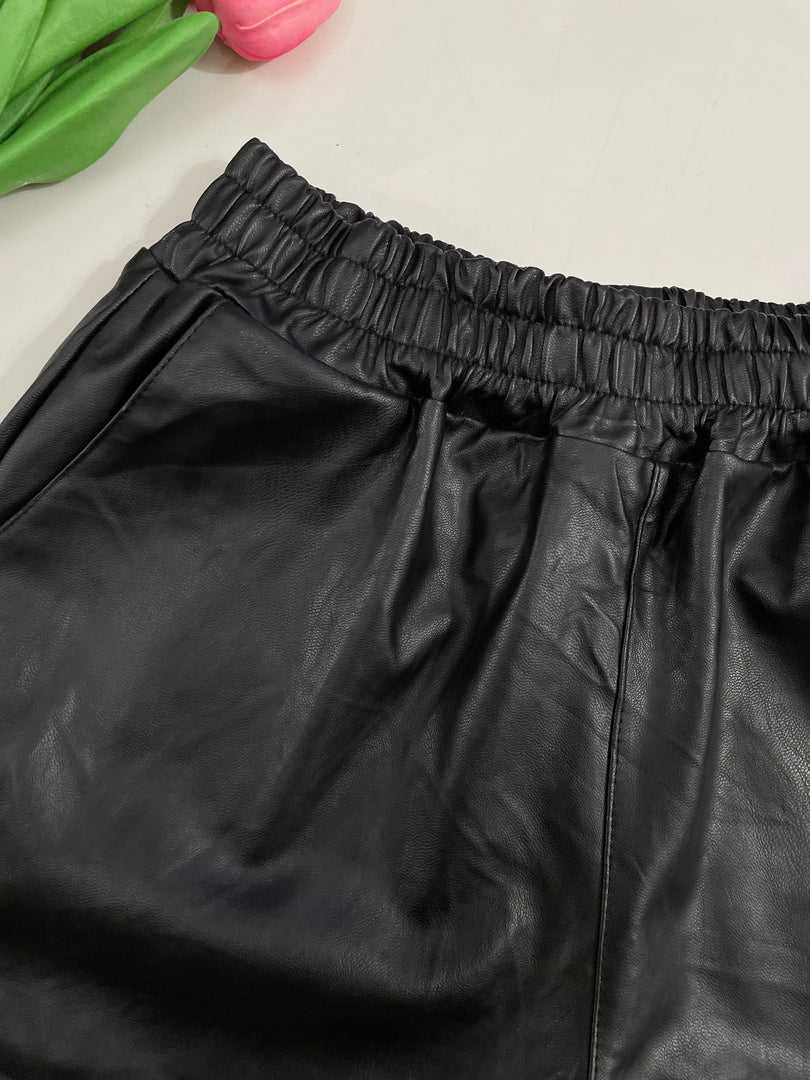 Black Faux Leather Shorts - Waist 28 to 30