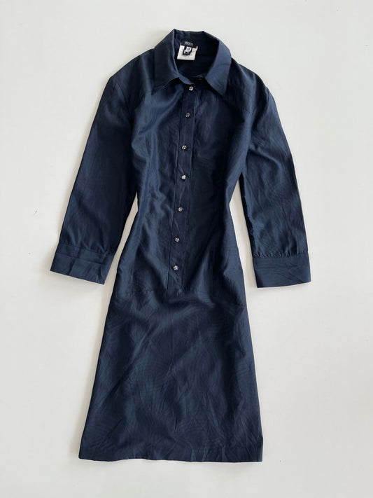 Versace Versus Y2k Vintage Buttondown Black Dress-Bust 38