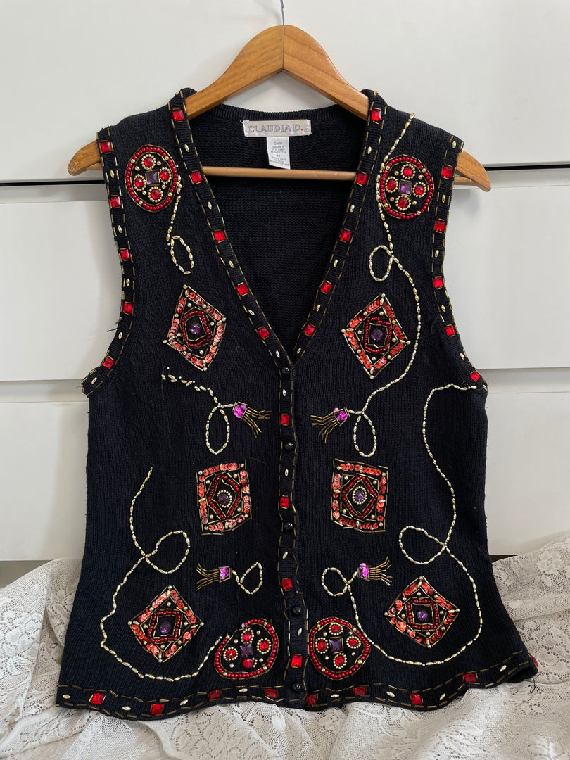 Claudia D Vintage Christmas Sweater Vest-Bust 38