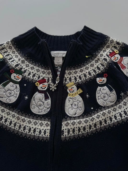 Christopher & Banks Embroidered Christmas Zipper Sweater-Bust 36