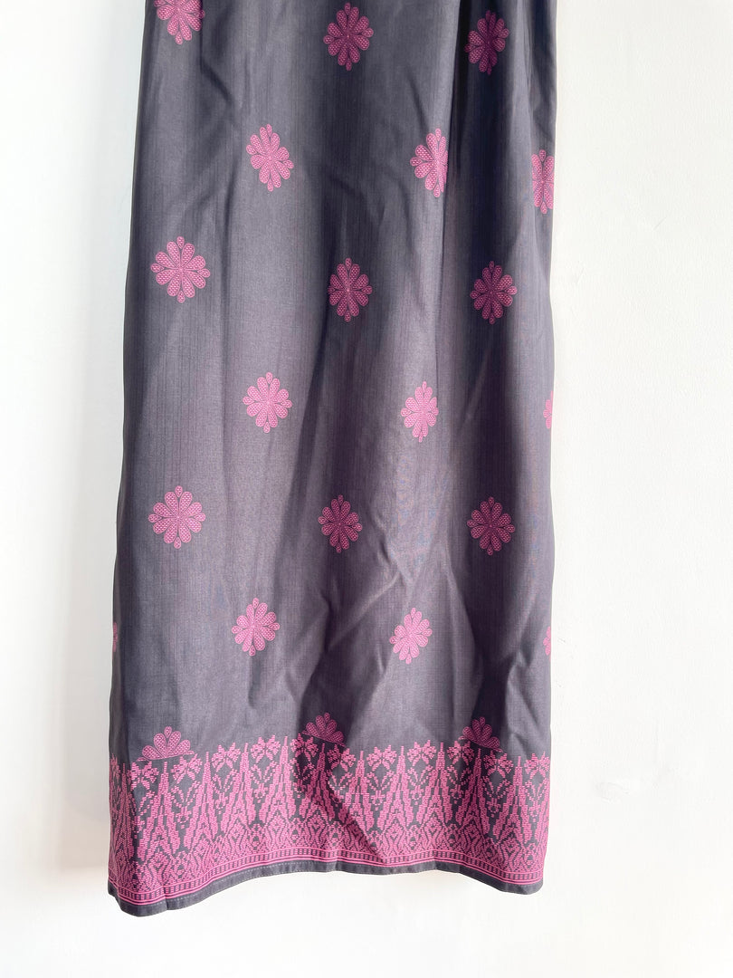 Slate Grey Floral Vintage Skirt-Waist 32 to 34