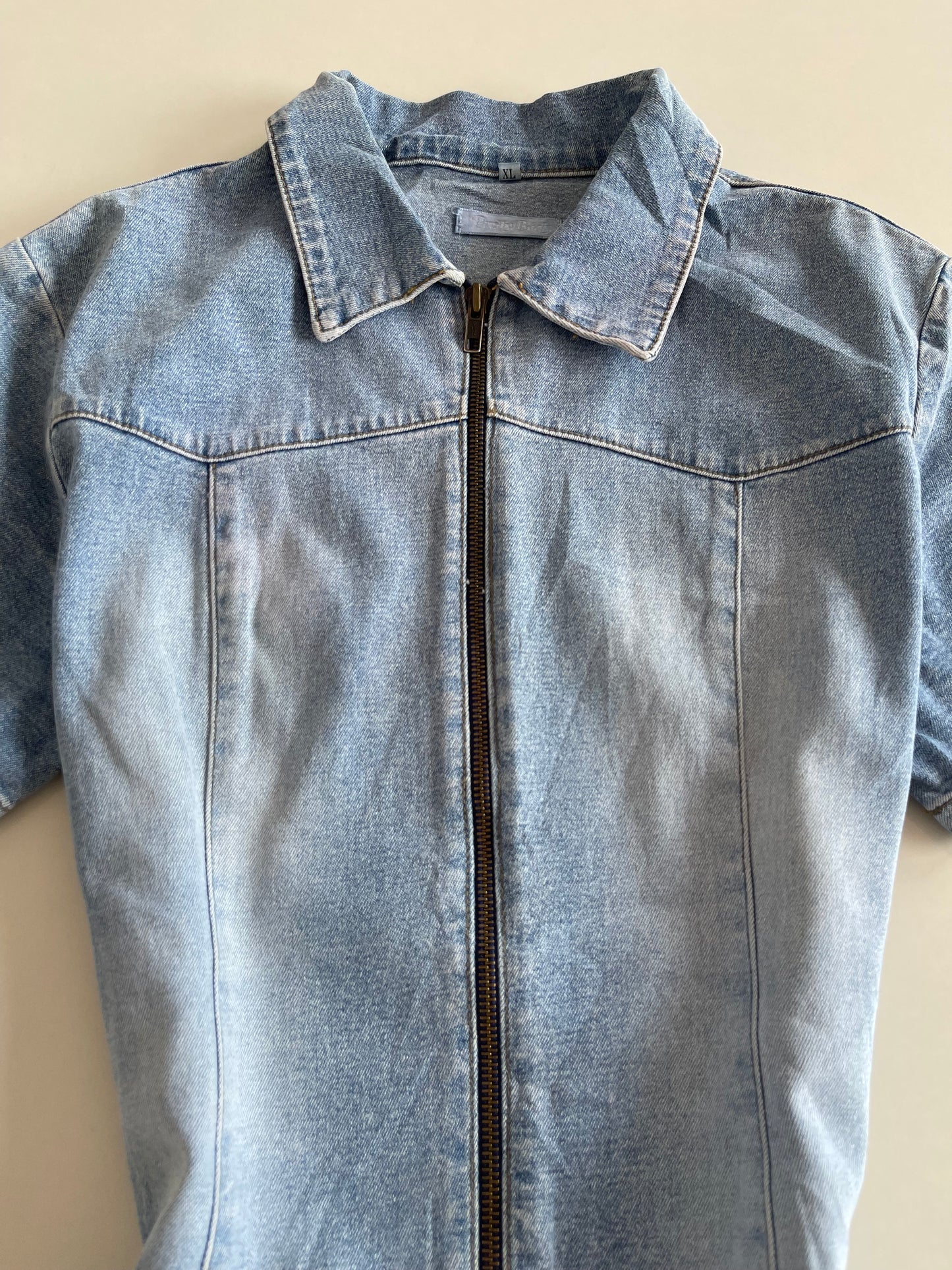 Zip Up Denim Dress-Bust  36
