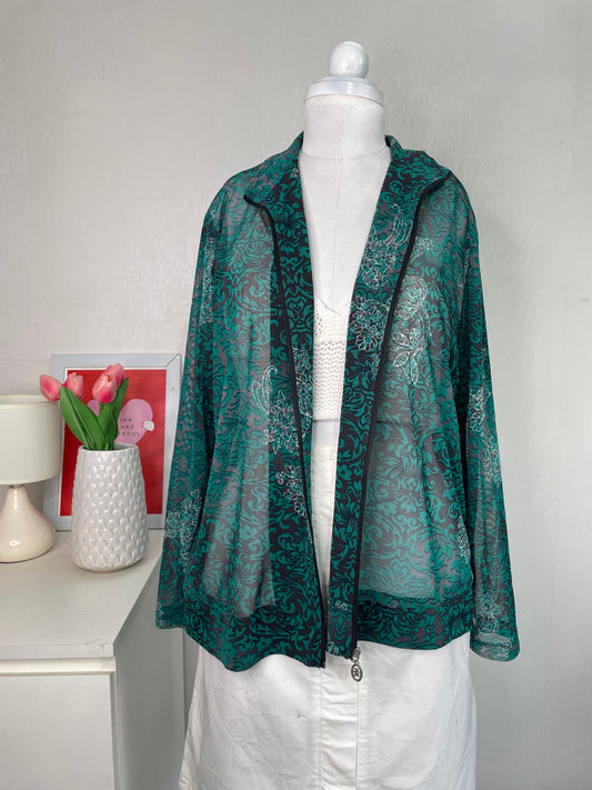 Sheer Zip-Up Shirt-Chest 44