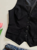 Load image into Gallery viewer, H&amp;M Black Pinstripe Waistcoat - Bust 32
