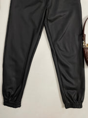 Drawstrings Faux Leather Pants - Waist 26 to 30