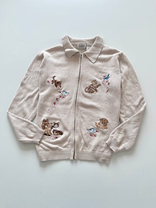 Tabi International Embroidered Zipper Sweater-Bust 46