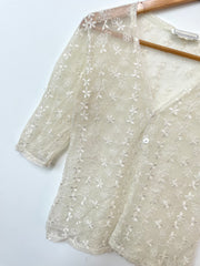 Xcepsion Sheer Embroidered Top-Bust 32