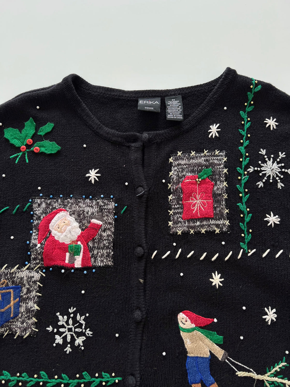 Erika Embroidered Christmas Cardigan Sweater-Bust 56