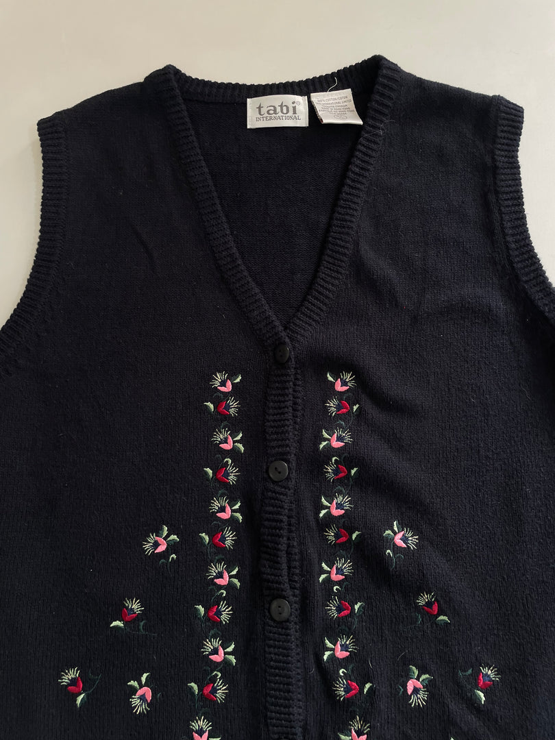 Tabi Vintage Embroidered Sweater Vest-Bust 40