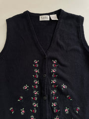 Tabi Vintage Embroidered Sweater Vest-Bust 40