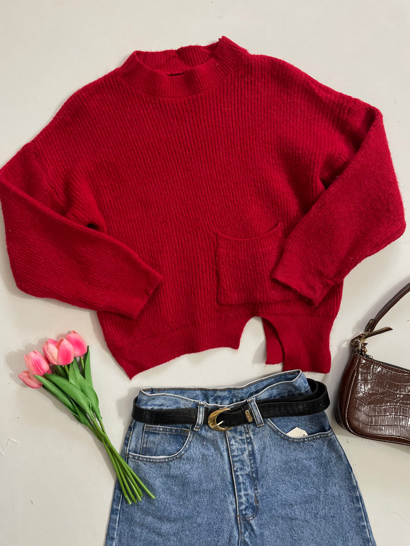 Cherry Red Super Soft Sweater-Bust 36 to 40