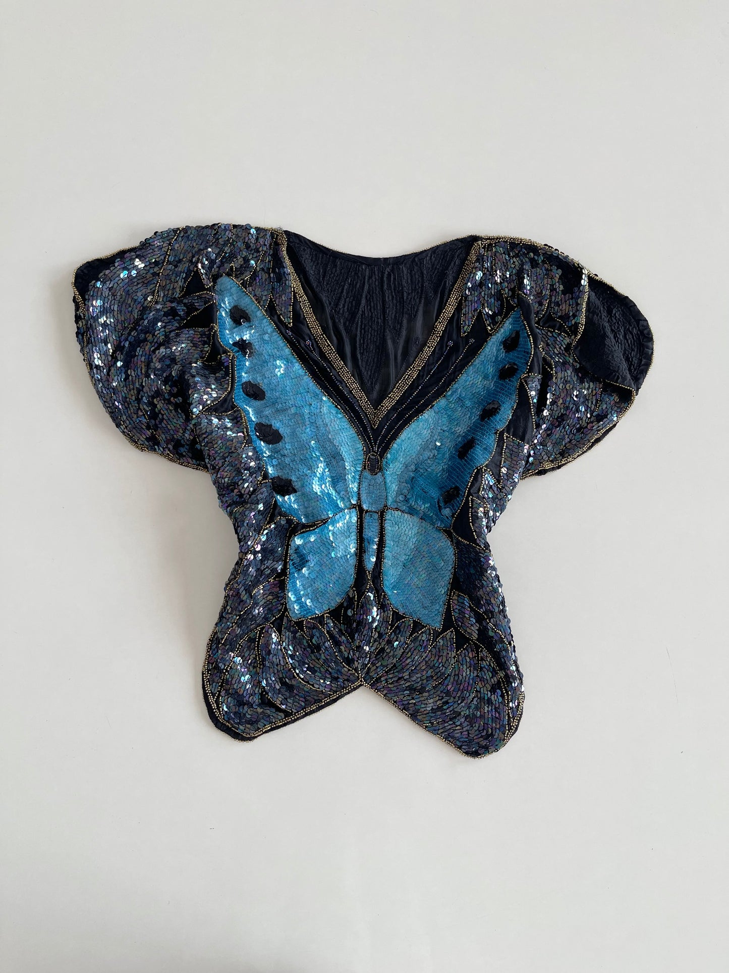 Butterfly Vintage Embroidered Sequin Top-Bust 44