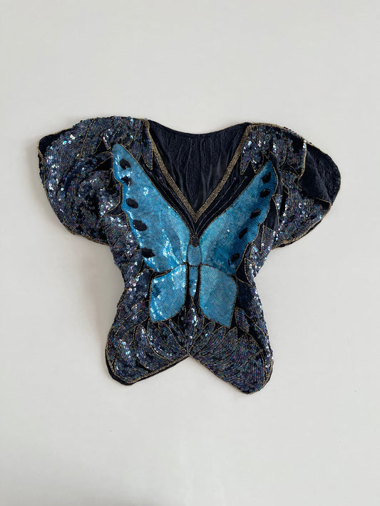 Butterfly Vintage Embroidered Sequin Top-Bust 44
