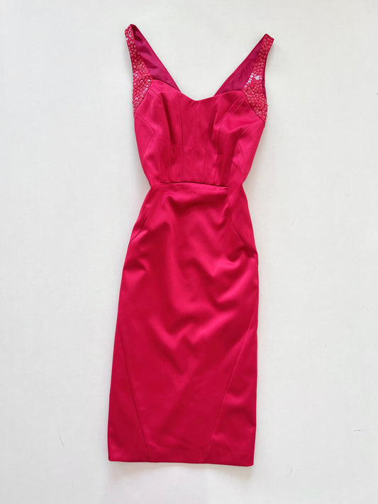 Star Sweetheart Neck Vintage Sequin Dress-Bust 34