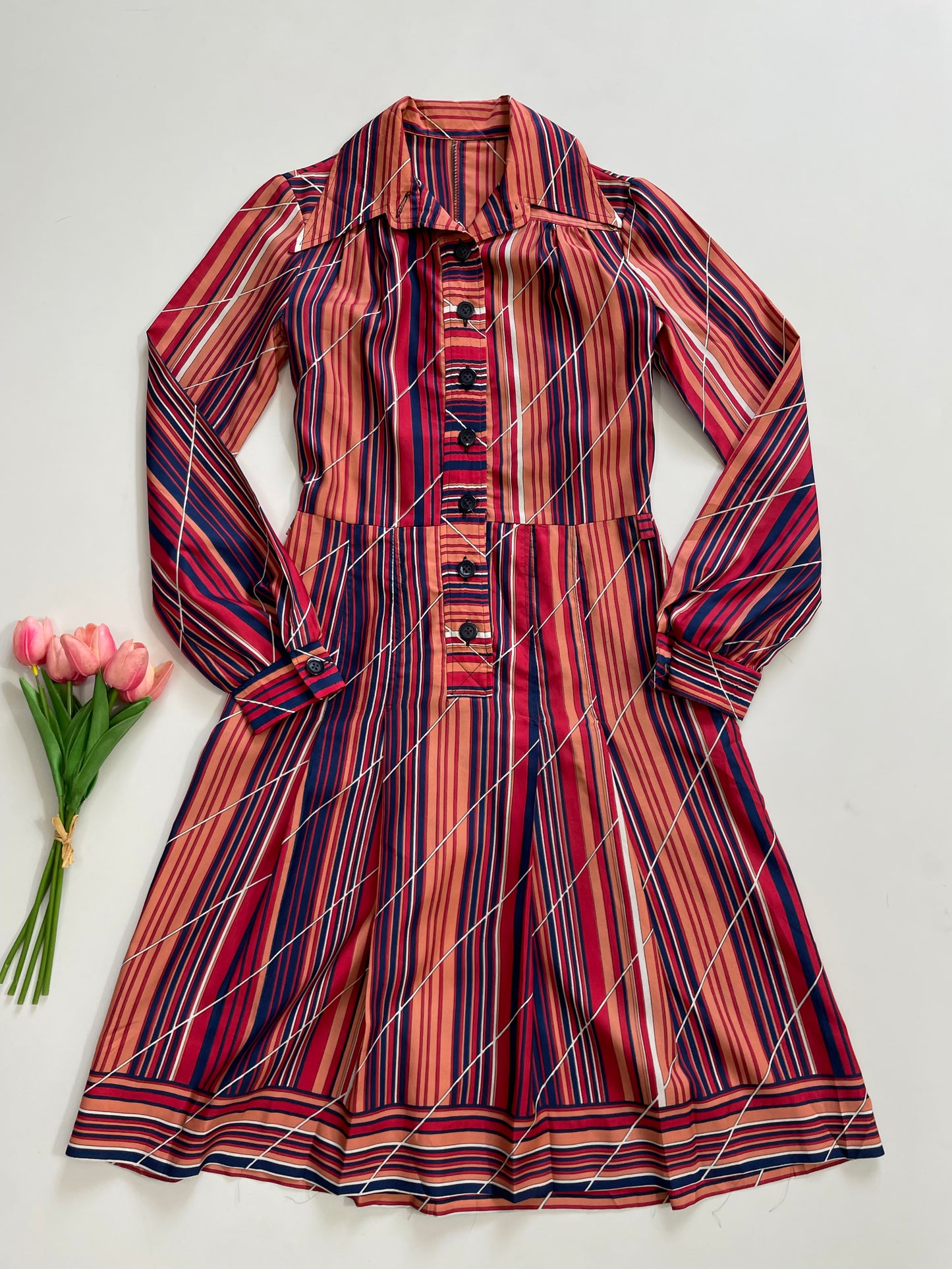 Striped Buttondown Dress-Bust 32