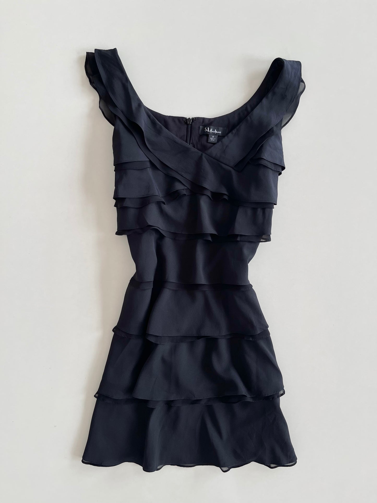 Ruffle Black Dress-Bust 38