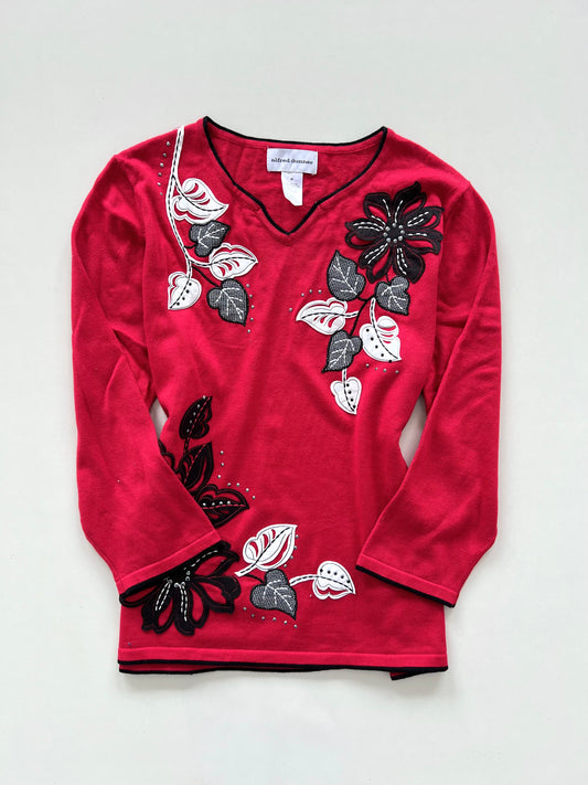 Alfred Dunner Embroidered Sweater-Bust 42
