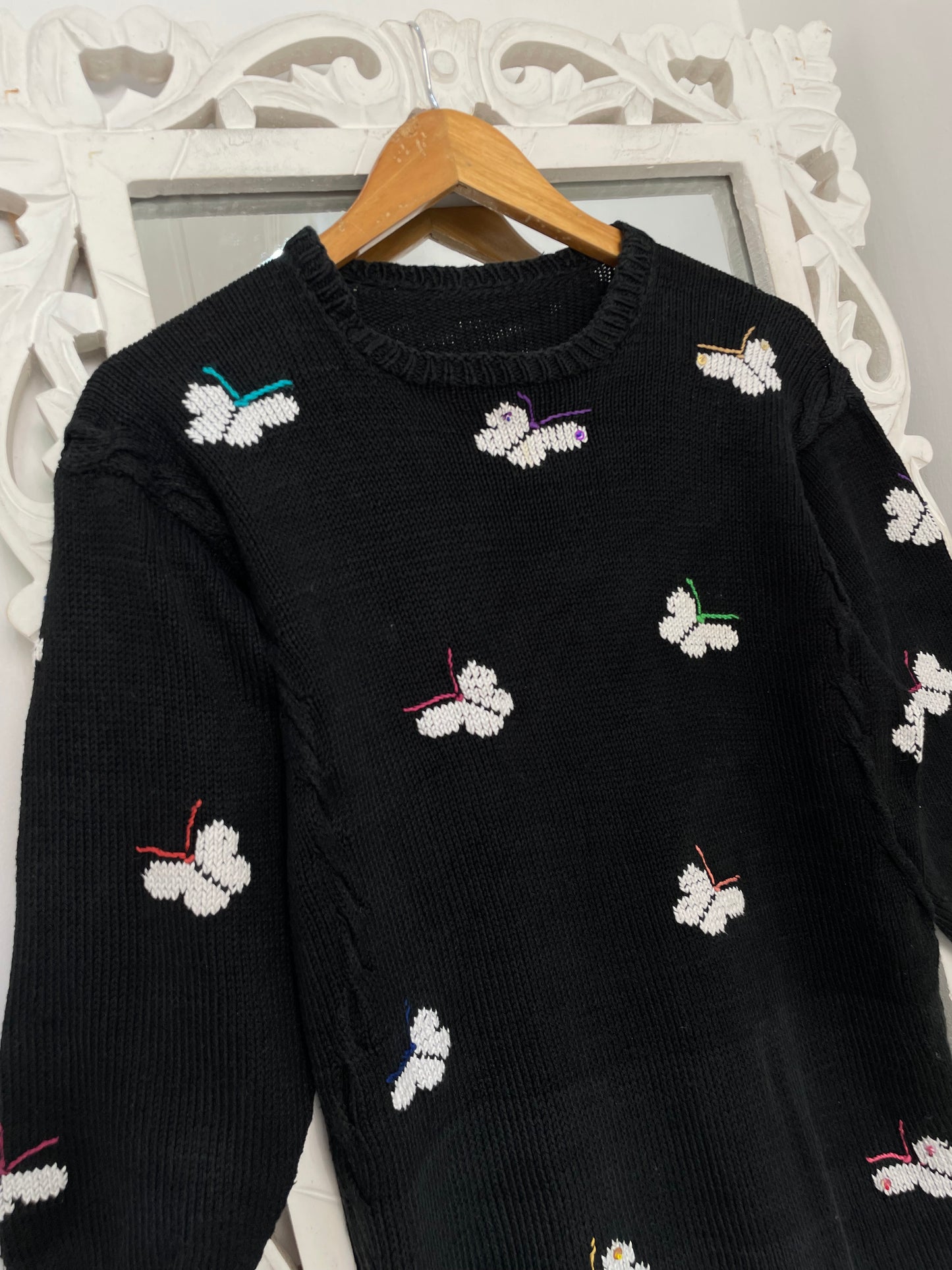 Butterfly Embroidered Vintage Sweater-Bust 38