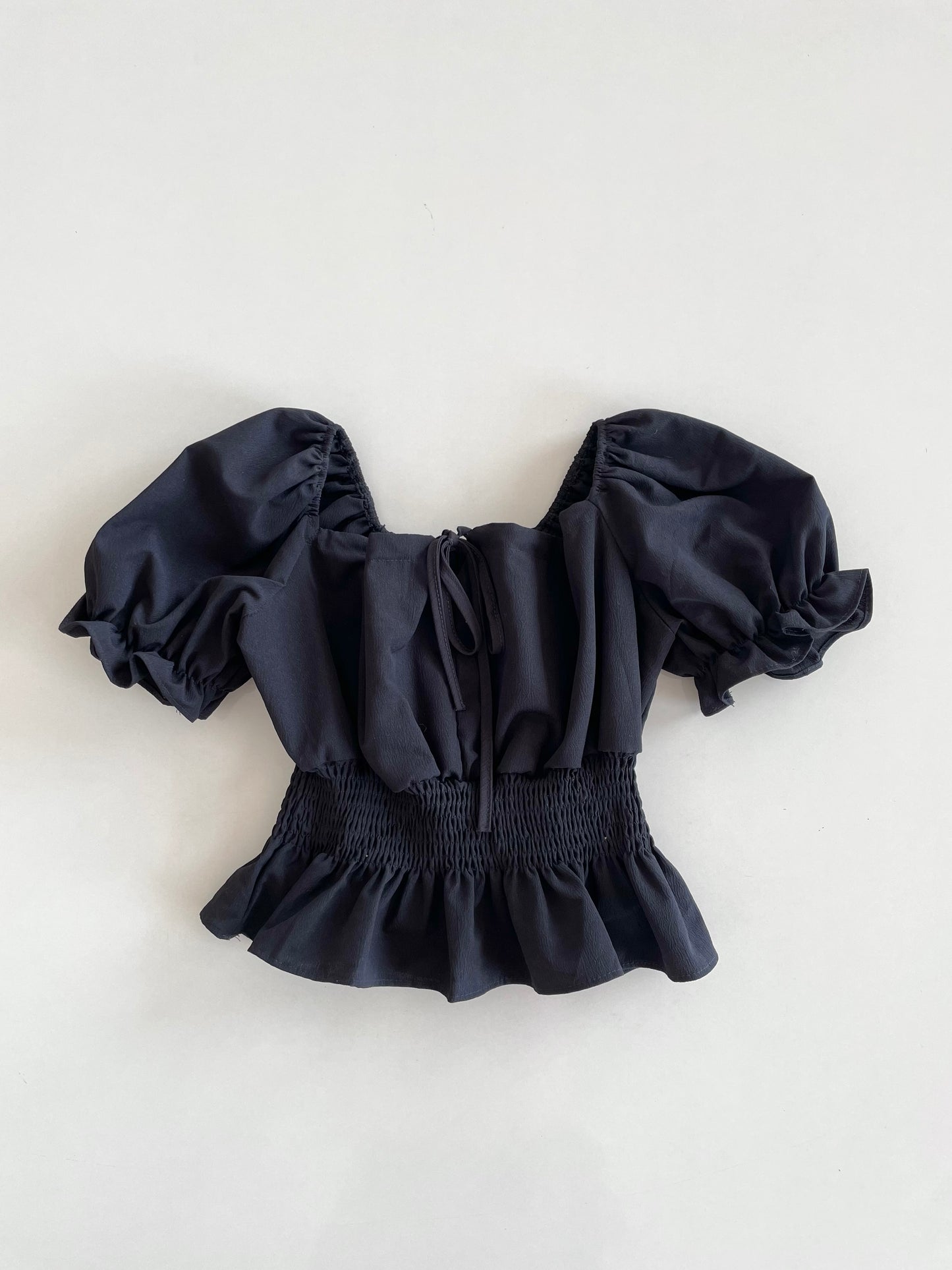 Puffy Sleeved Black Top-Bust 32 to 34