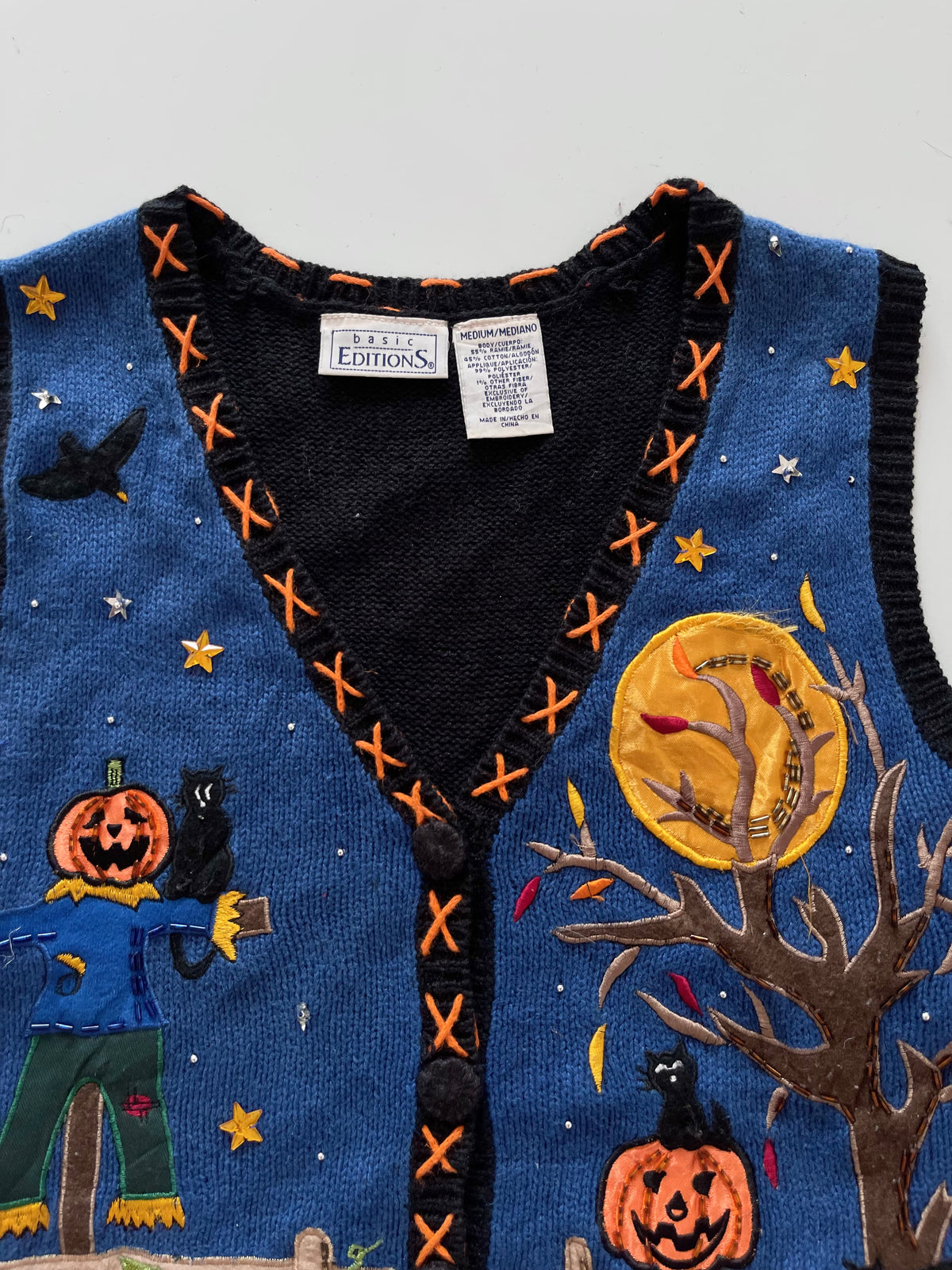 Basic Editions Embroidered Christmas Vest Sweater-Bust 42