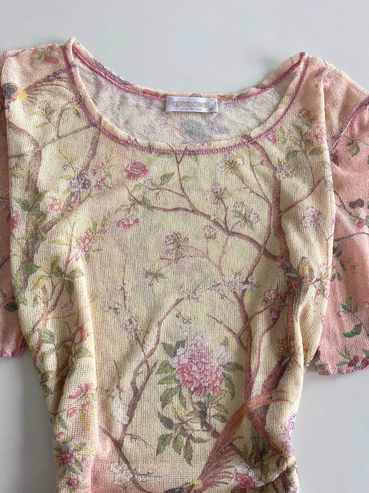 Roberto Cavalli Sheer Floral Vintage Top-Bust 42 to 44