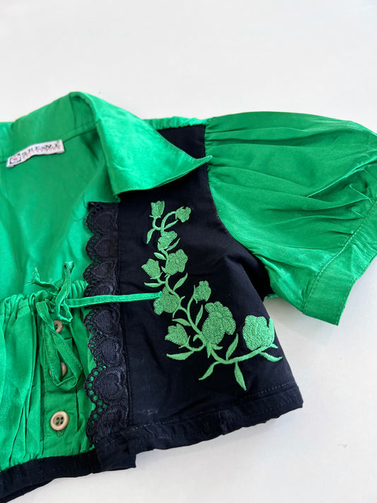 She Me Vintage Embroidered Top-Bust 30