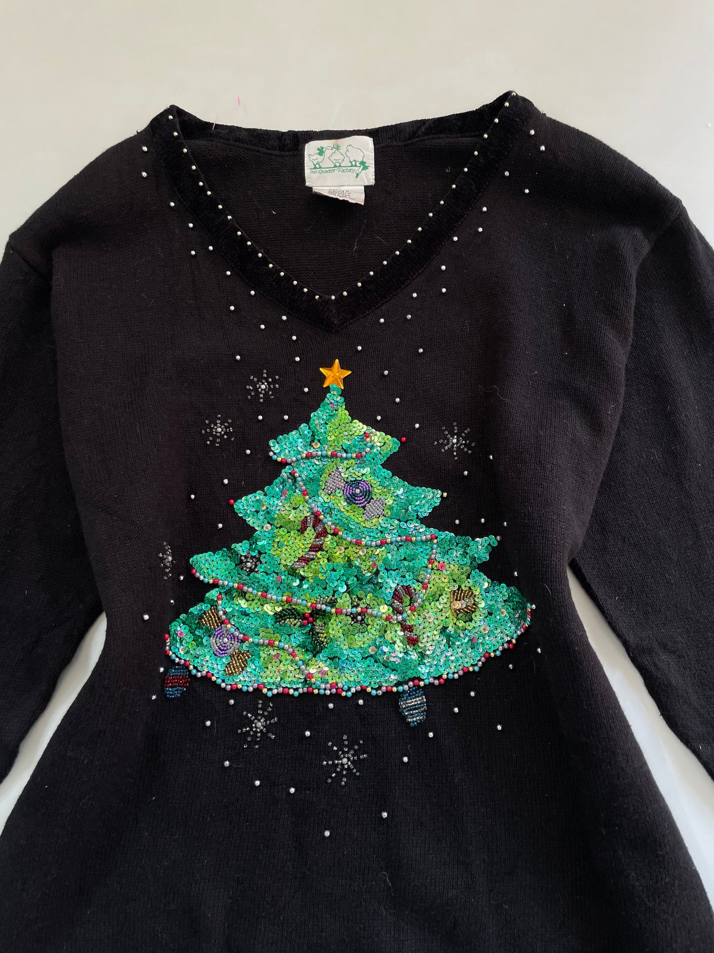 The Quacker Factory Embroidered Christmas Sweater-Bust 48