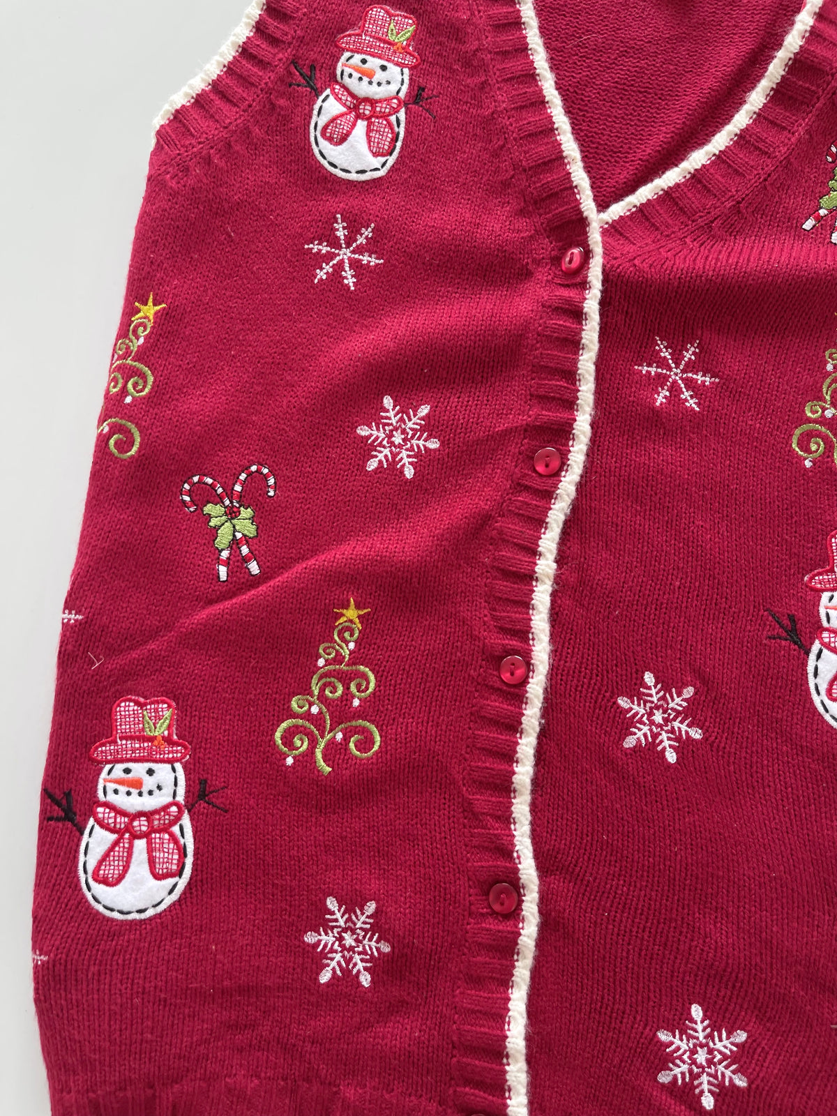 Holiday Joy Embroidered Christmas Vest Sweater-Bust 40
