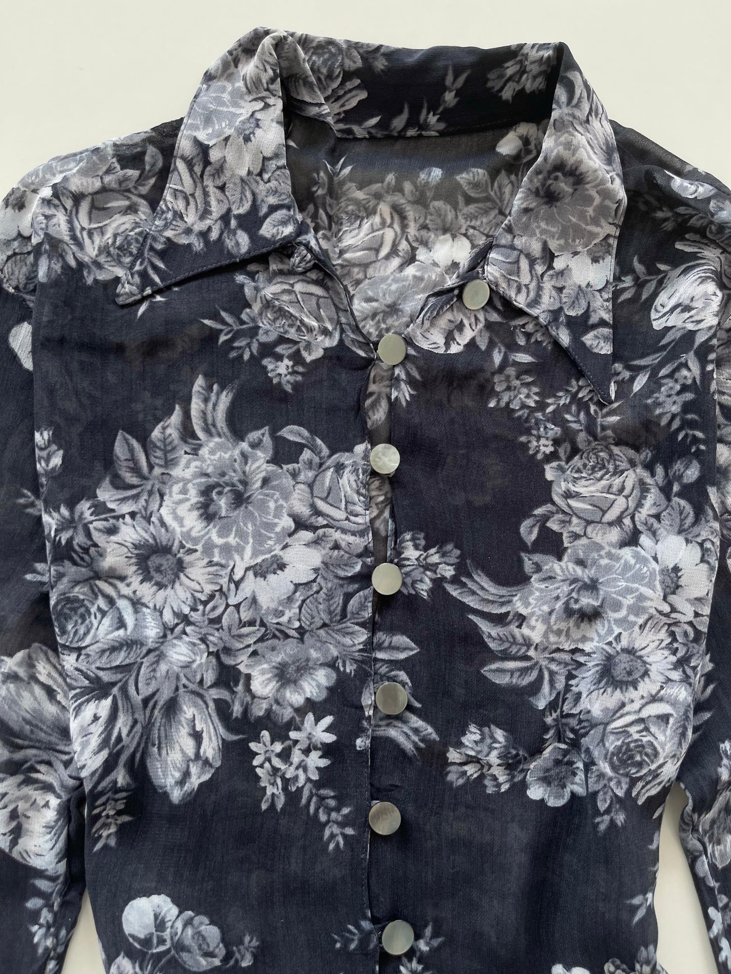 Floral Sheer Vintage Shirt-Bust 40