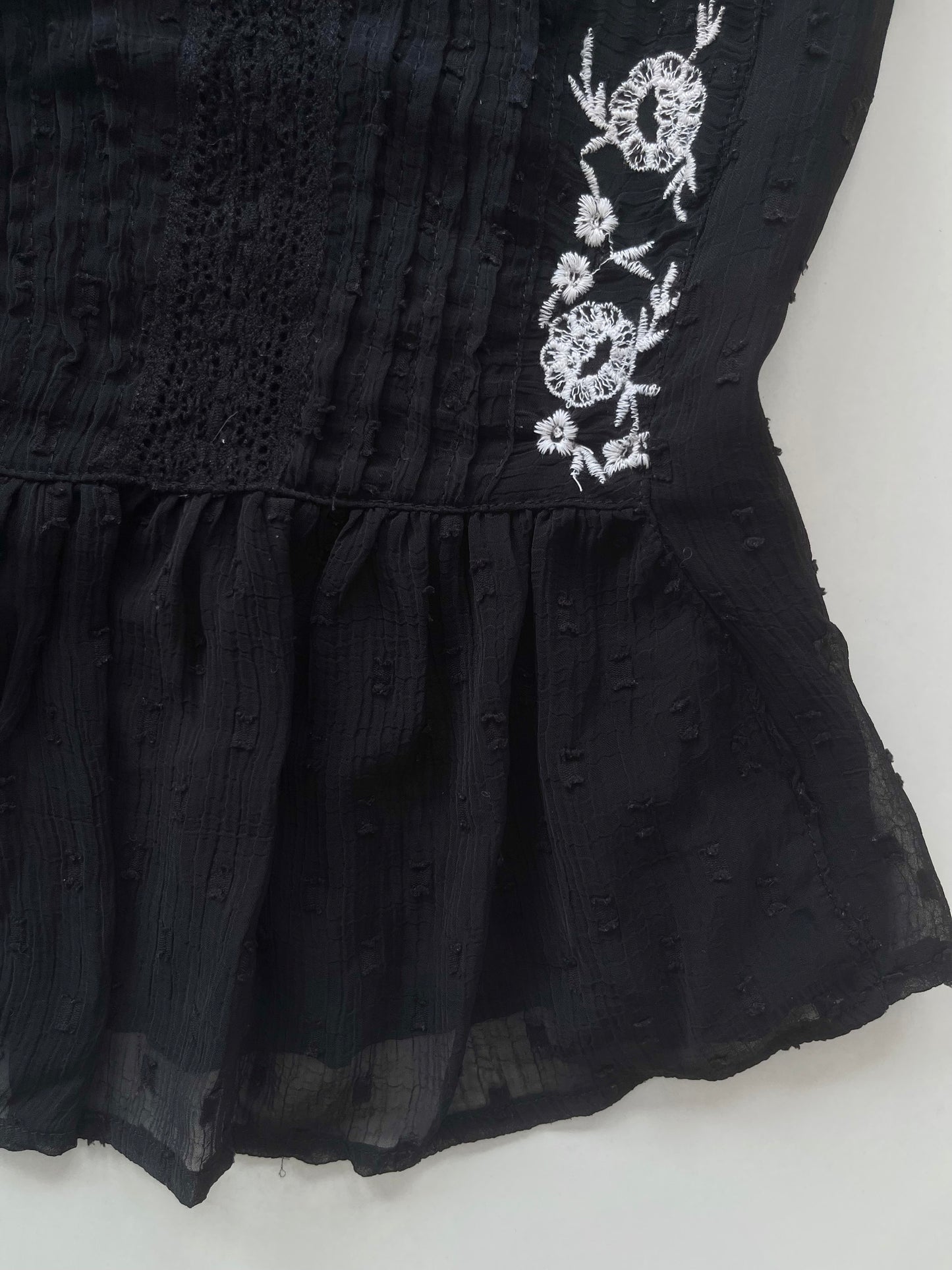 Embroidered Sheer Top-Bust 34