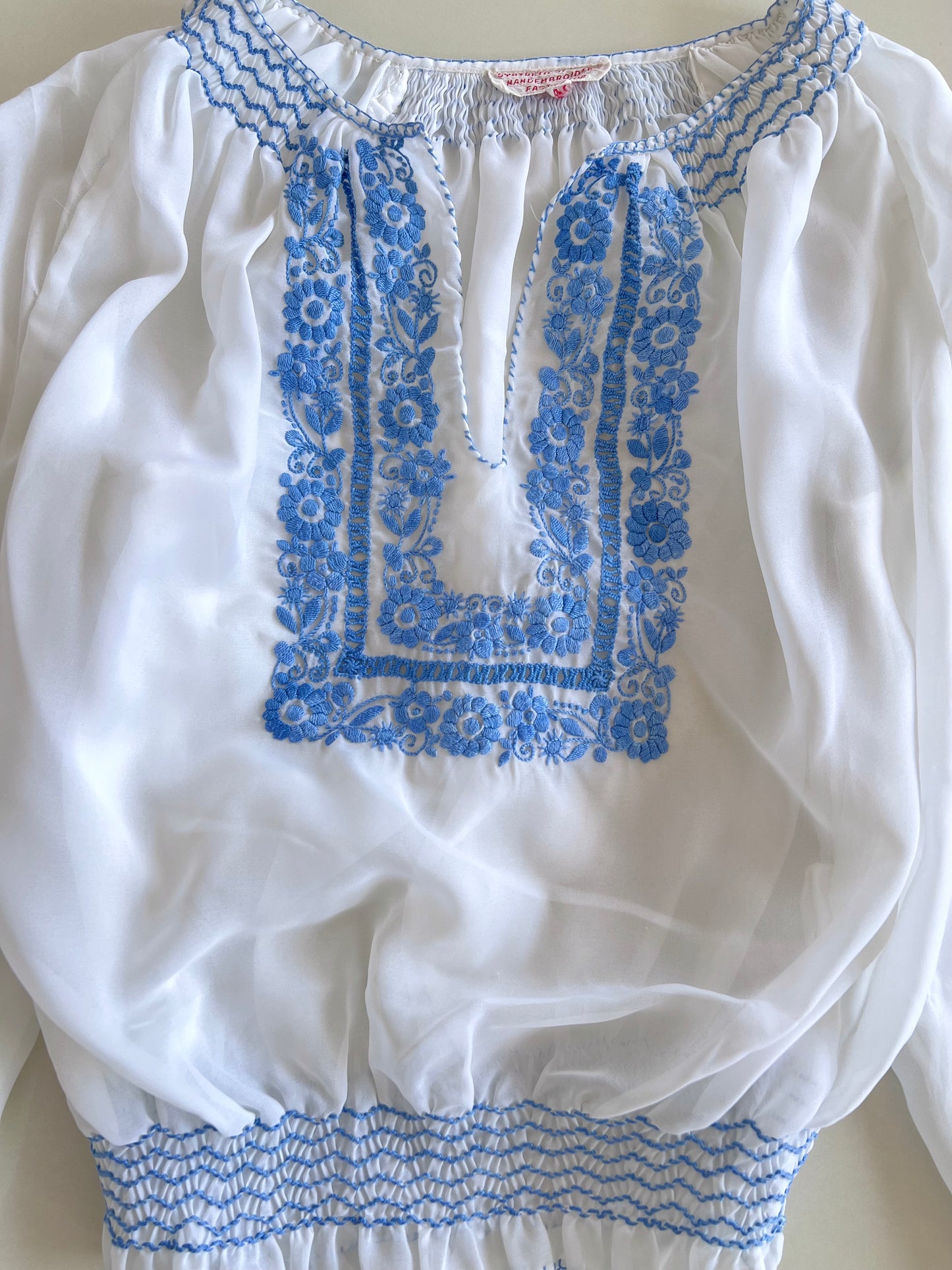 Sheer Embroidered Top-Bust 36