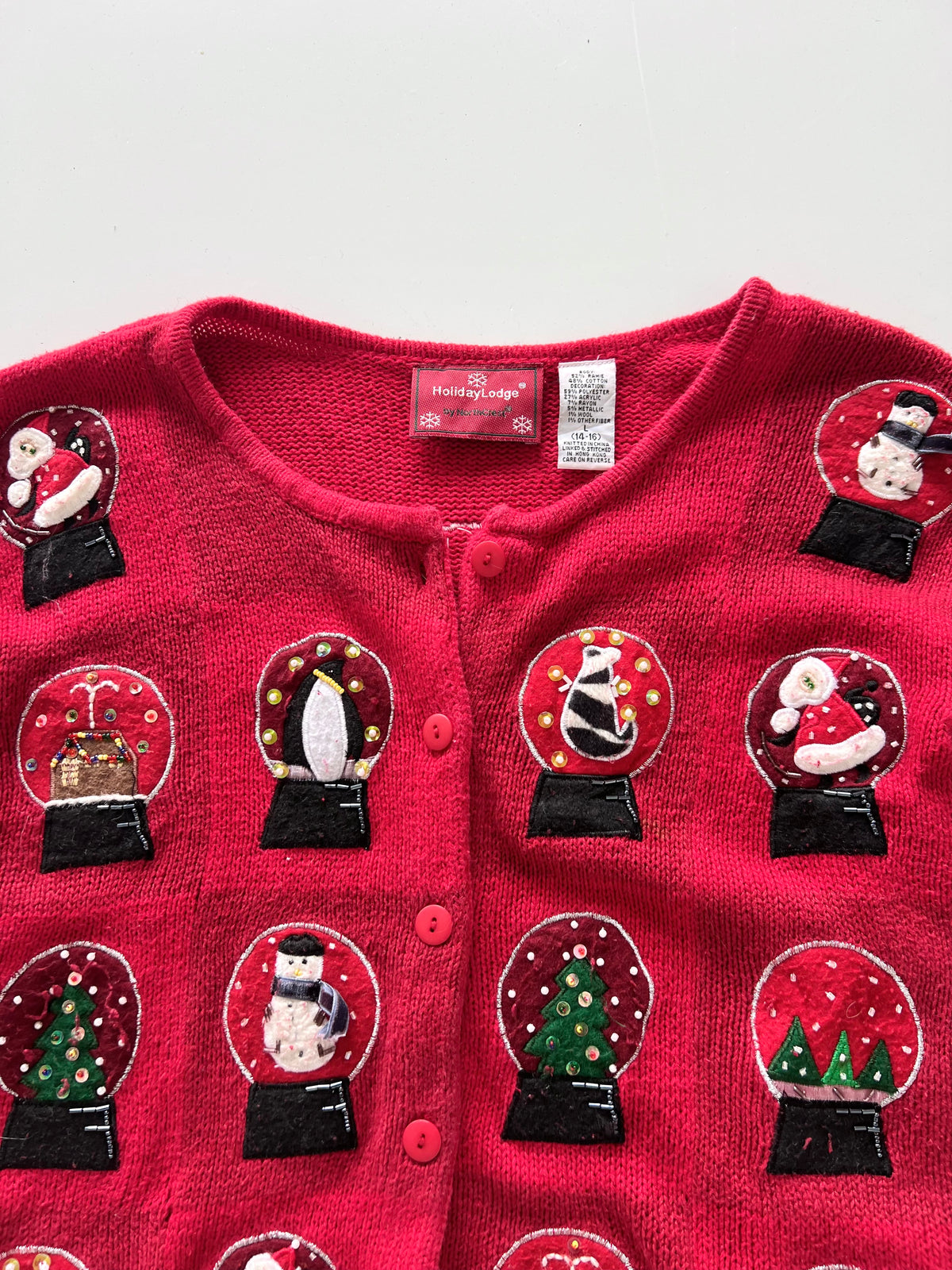 Holiday Lodge Embroidered Christmas Cardigan Sweater-Bust 48