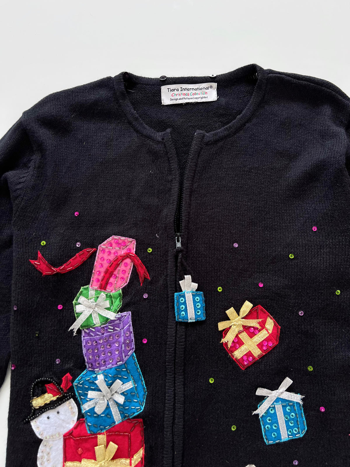 Tiara International Embroidered Christmas Zipper Sweater-Bust 44