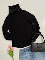 Load image into Gallery viewer, Black shimmer highneck sweater - bust 34 to 38
