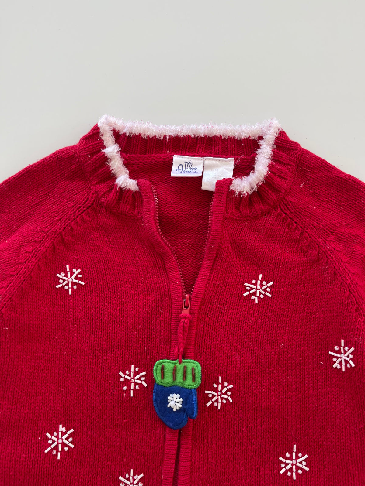 Miss Attitude Christmas Embroidered Zipper Sweater-Bust 38