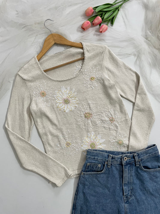 VINTAGE EMBROIDERED SWEATER - BUST 32 to 36