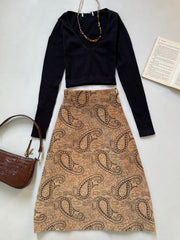 Vintage Corduroy Skirt-Waist 36