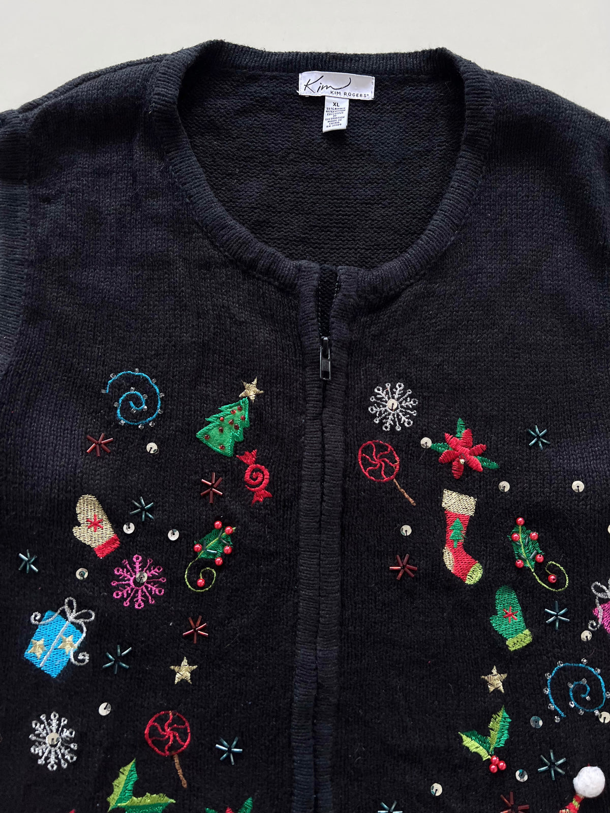 Kim Rogers Christmas Embroidered Vest Sweater-Bust 46