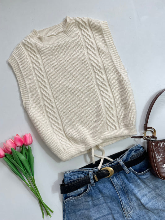 White Soft Sweater Vest - Bust 34 to 38