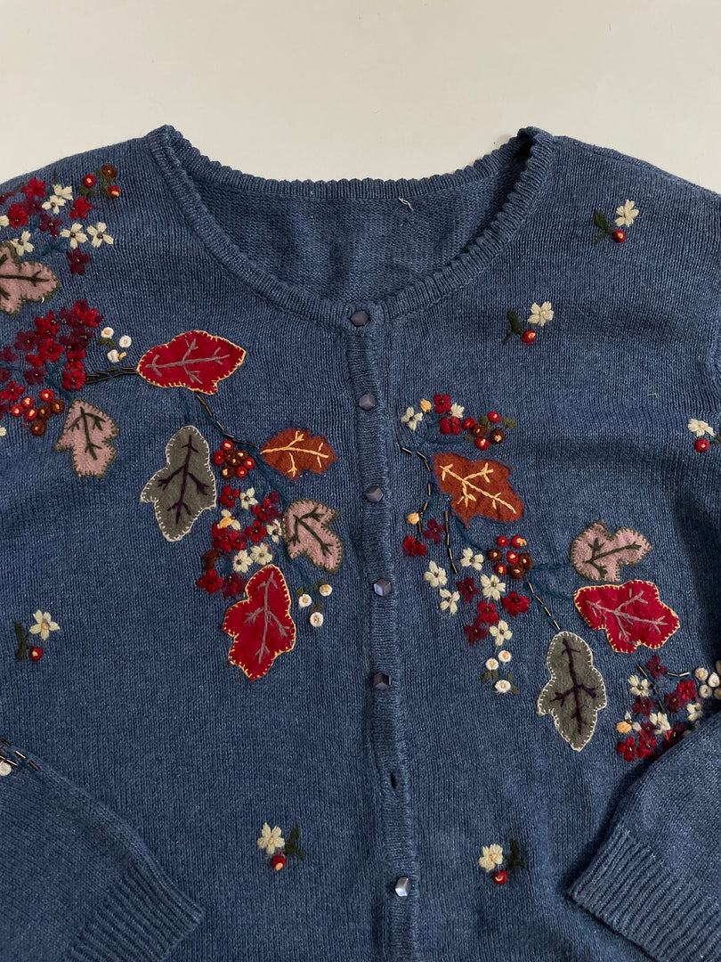 Fall Vibe Vintage Embroidered Cardigan- Bust 48 to 52