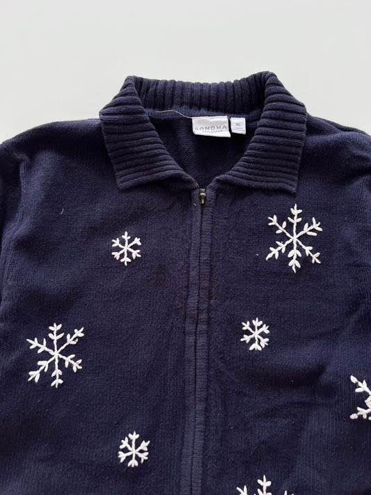 Sonoma Embroidered Christmas Zipper Sweater-Bust 48