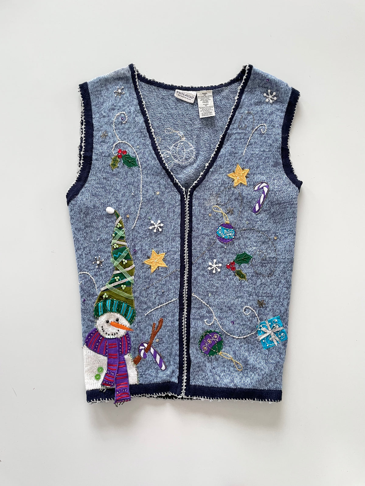 White Stag Christmas Embroidered Vest Sweater-Bust 48