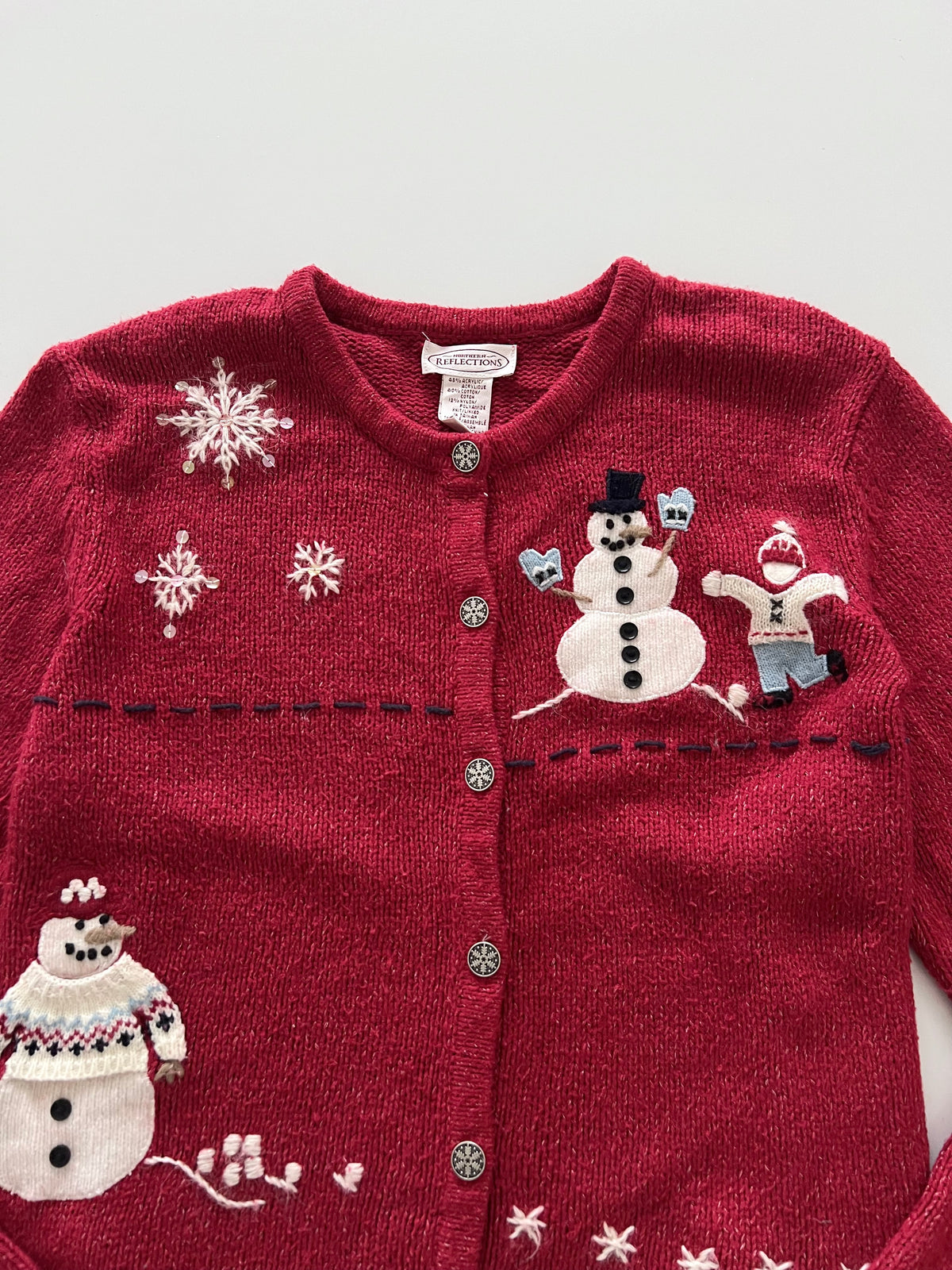 Reflections Embroidered Christmas Cardigan Sweater-Bust 48